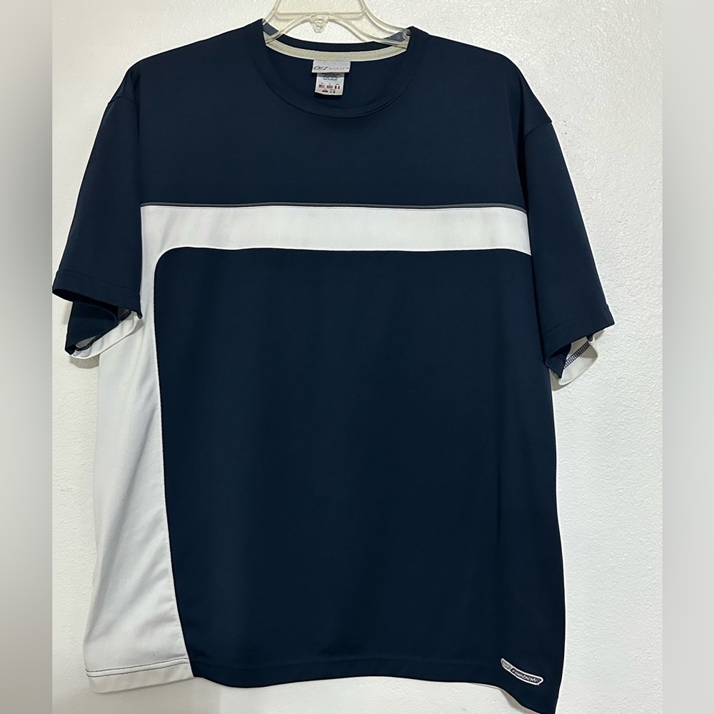 Reebok Man’s Activewear Colorblock T-shirt, Size XL, Blue/White, Short Sleeve - Picture 1 of 7